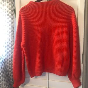 Red orange bubble sleeve sweater